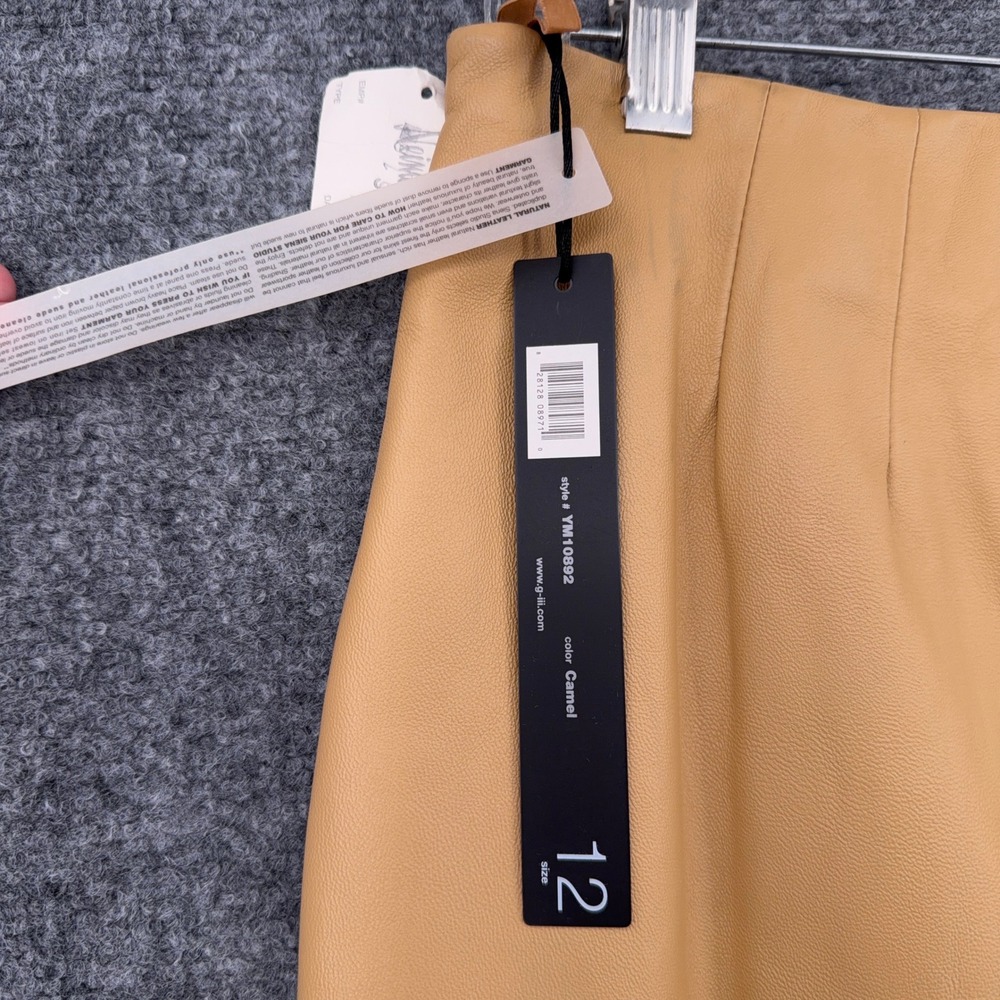 Siena Studio Women Camel Leather Pants Straight Leg High Rise Size 12 NWT - Picture 3 of 10